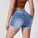 Damenbekleidung Jeans Hohe Taille Bequeme Slim Fit Modische Gerade Casual Denim Shorts_voghion.com