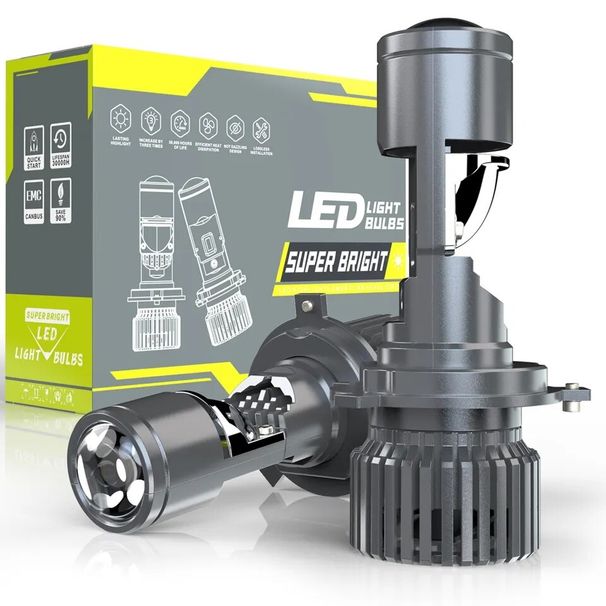 2 STÜCKE 130 Watt Mini Autoscheinwerferlampen Bi-LED-Linsenprojektorlinsen Scheinwerfer Fernlicht Abblendlicht LED H4 Für Autos Motor_voghion.com