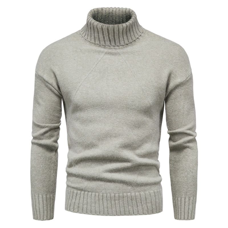 Abbigliamento maschile Maglione lavorato a maglia da uomo, maglione alla moda a maniche lunghe con collo alto da uomo, maglione di base_voghion.com