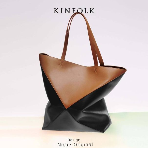 Neue verformte geometrische Falt-Einkaufstasche mit großem Fassungsvermögen, Schultertasche, Achseltasche, Unisex-Tasche_voghion.com