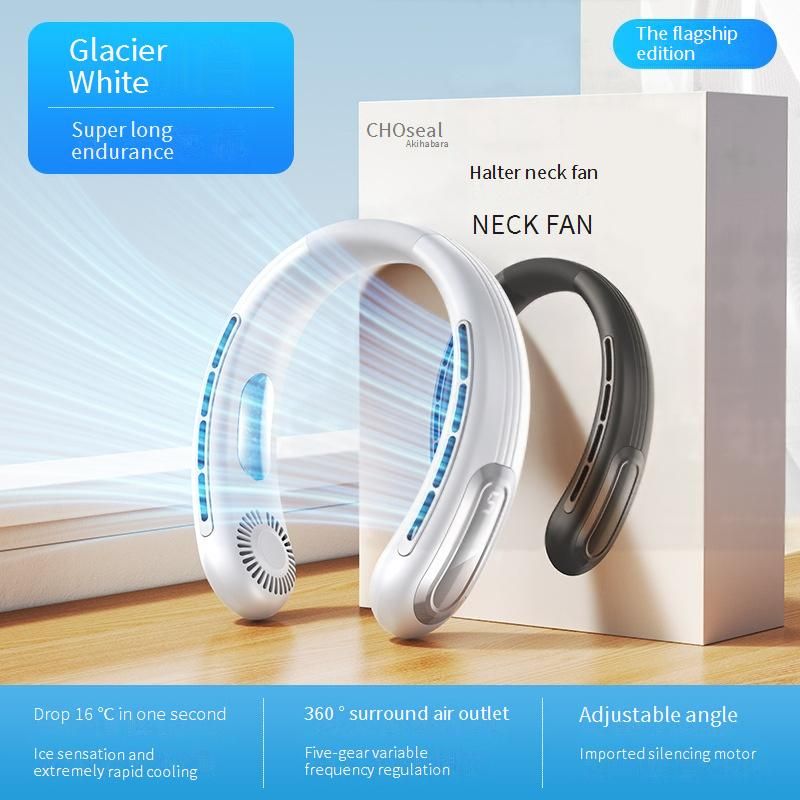Hands-Free Neck Fan With Digital Display - USB Rechargeable Bladeless Fan (≤25dB 3 Speeds) For Outdoor/Study​​_voghion.com