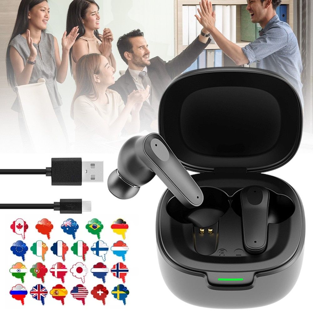 Kabellose Übersetzer-Ohrhörer, 144 Sprachen, Echtzeit-KI-Übersetzung, Kopfhörer, UK_voghion.com