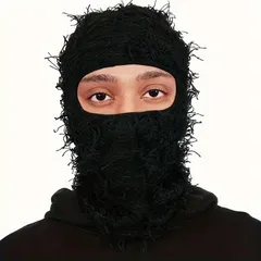 Ensemble de tête de masque thermique tricoté unisexe, bonnet de cheveux à trou unique en jacquard camouflage personnalisé, coupe-vent de ski