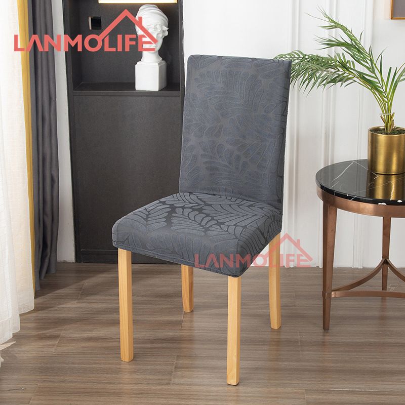Leaf Jacquard -joustavat tuolinpäälliset - Koko selkänojan ruokapöydän tuolin päälliset, joustava istuvuus ja kaikkiin vuodenaikoihin_voghion.com