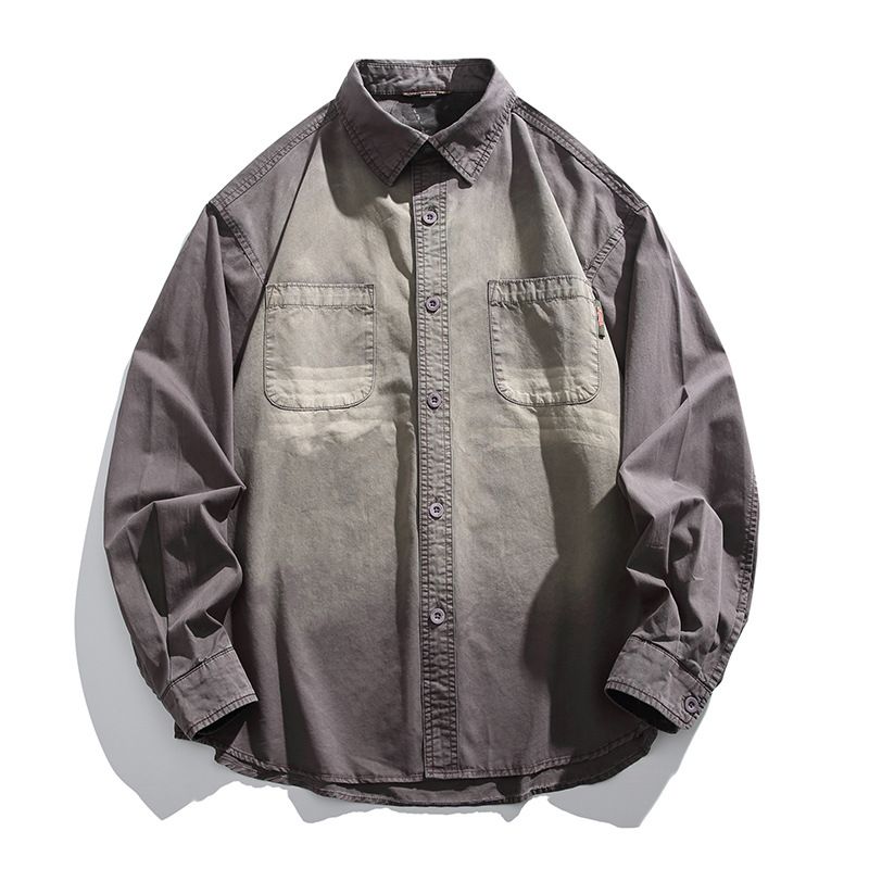 Camicia basic a maniche lunghe versatile autunnale CT Black Fleet, ampia ed elegante, giacca casual semplice_voghion.com