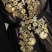 Black & Gold Embroidered Two-Piece Abaya Set With Belt - Elegant Lace Islamic Robe_voghion.com
