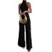 2025 Summer New Design Halter Neck Top Two-Piece Set Draped Casual Pleated Wide-Leg Pants Suit For Women_voghion.com