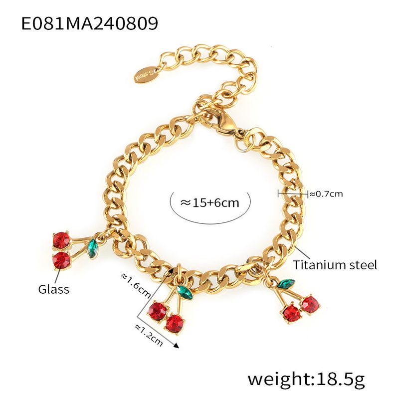 Mode temperament glas stein rote kirsche schmuck set einfache halskette armband_voghion.com