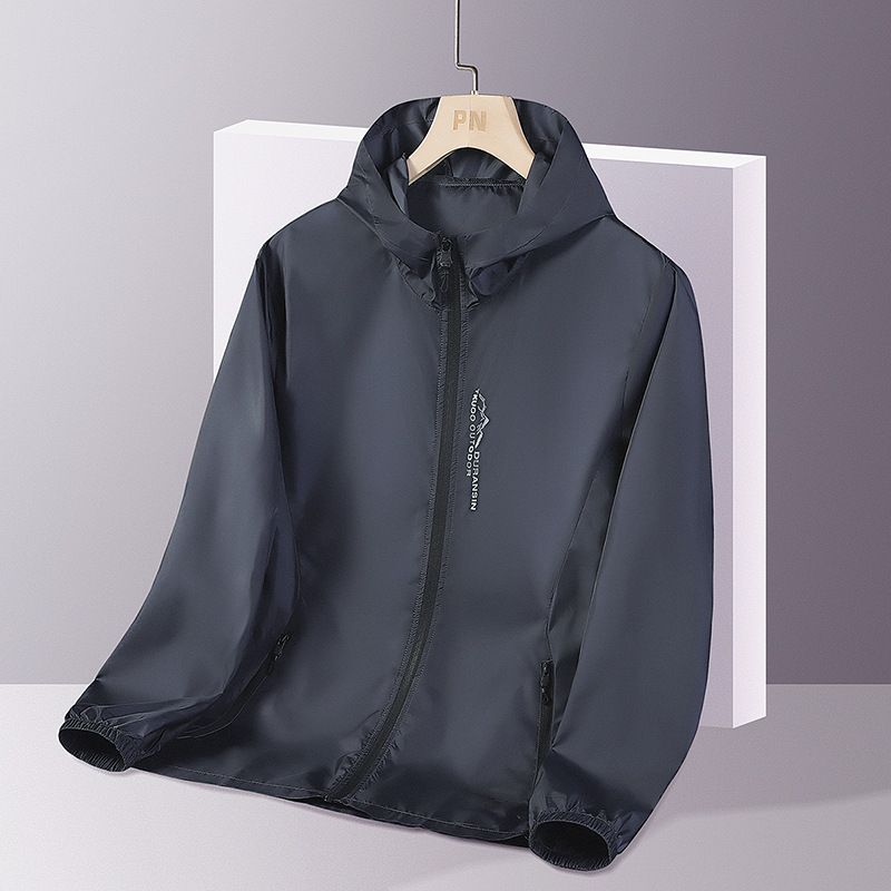 Outdoor Ice Silk 2024 Men's Summer Skin Hooded Ultra Thin Breathable Sunscreen Clothing Windbreaker Coat_voghion.com