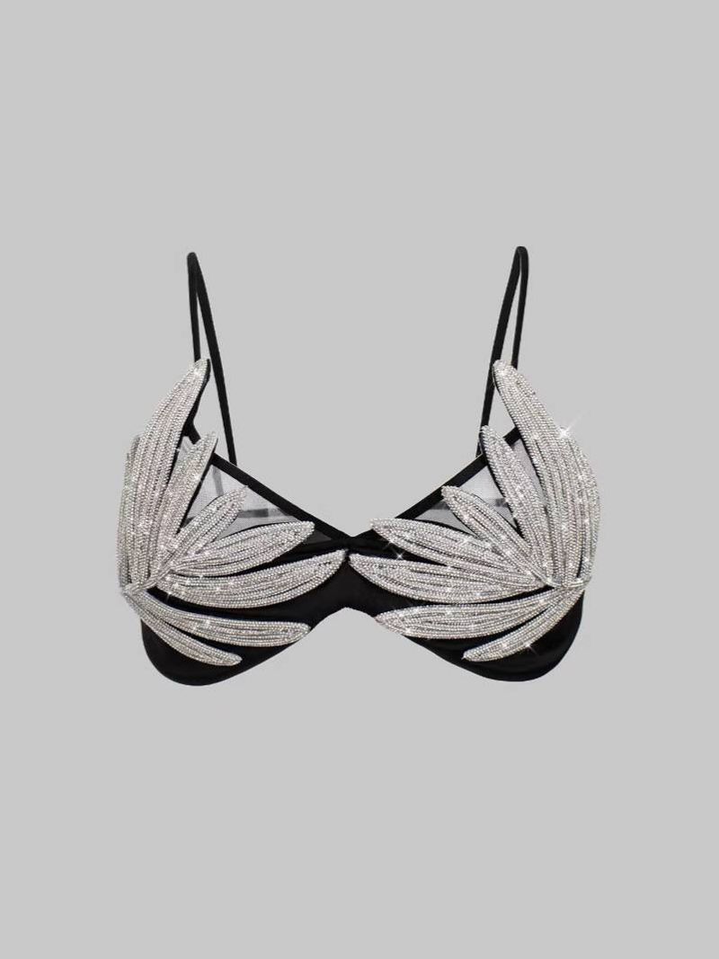 Sexy Black Mesh Corset Top With Silver Rhinestones – Elegant Stage & Party Bustier (S-L)​_voghion.com