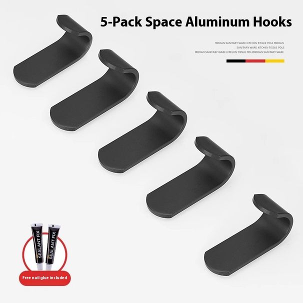 Premium No-Drill Towel Rack Set – Rustproof Aluminum Bathroom Organizer With J-Hooks & Toilet Paper Holder (30KG Load, Matte Black/White)_voghion.com