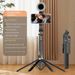 Statyw do selfie Bluetooth z lampą wypełniającą LED, wysuwany uchwyt na telefon o długości 1,7 m do TikToka/YouTube, antywstrząsowy i obrotowy 360° (czarny/różowy)_voghion.com
