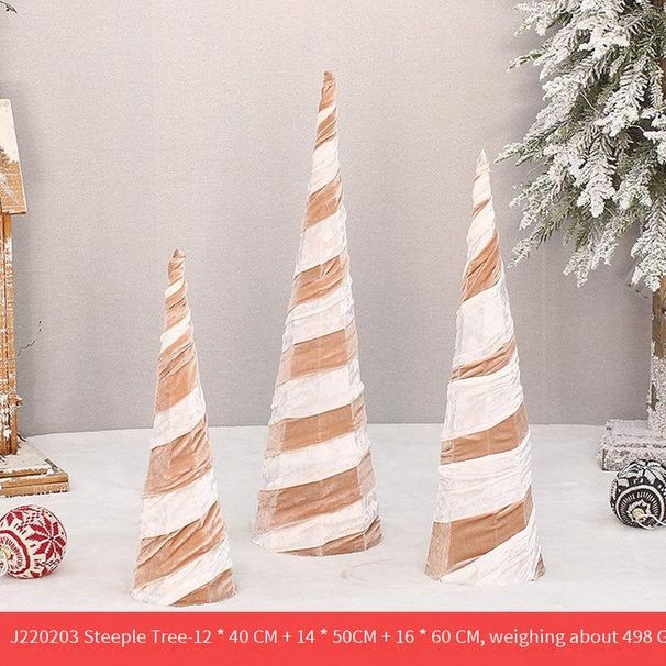 Set di decorazioni natalizie: statuetta di alberi e renne avvolti in tessuto, struttura in ferro, 3 pezzi._voghion.com