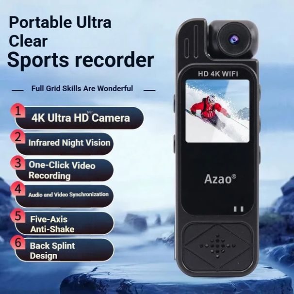 L99 Clip-On 4K Action Camera – HD IR Night Vision, 6-Hour Battery, 1.3" Screen (WiFi & Direct Record Options, TF Card Support, Ultra-Portable)_voghion.com