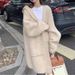 2024 Korean Style Mid-length Lazy Style Outer Hooded Sweater Jacket for Women Autumn and Winter Large Flap Pocket Pants Loose Knitted Cardigan_voghion.com