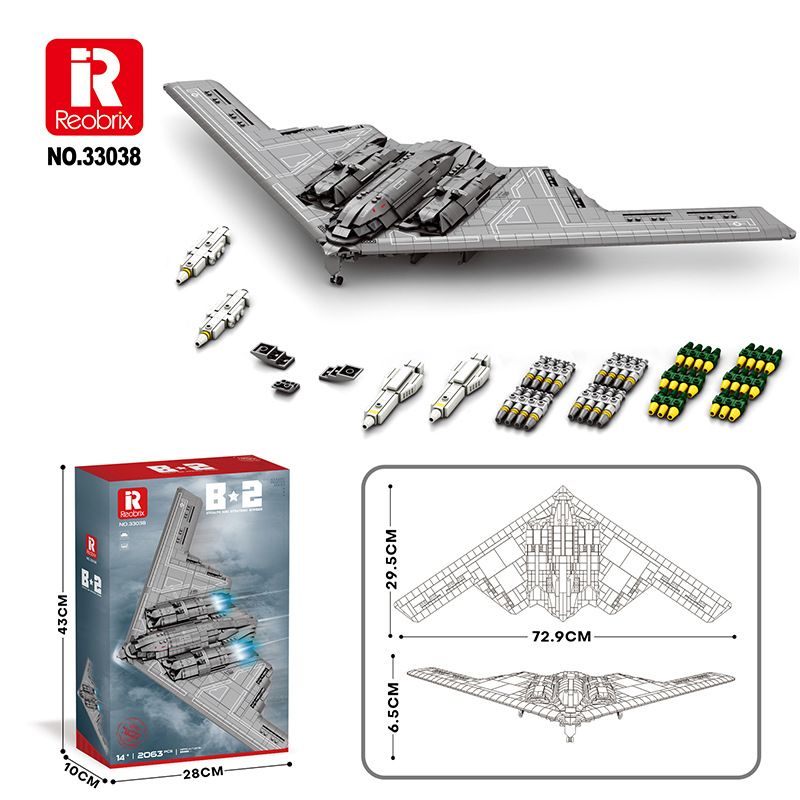 Zhenzhuan 33038 Military B-2 Stealth Bomber Building Blocks Set - DIY Aircraft Model For Teens & Adults - Creative Puzzle Toy For Boys & Collectors_voghion.com