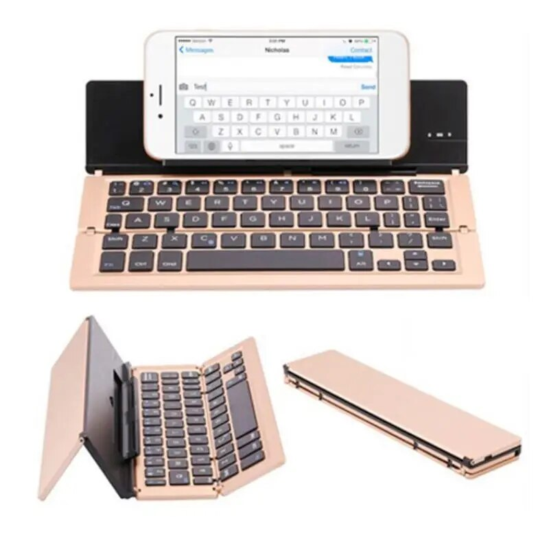 Portable Mini Wireless Bluetooth-compatible Folding Keyboard Aluminum Alloy Foldable Keypad_voghion.com