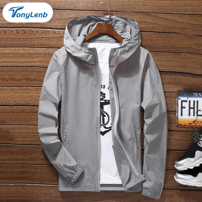 Designer TonyLen Men Waterproof Wind Breaker Coat Zipper Hoodie Jacket Quick Drying Sport Outwear_voghion.com