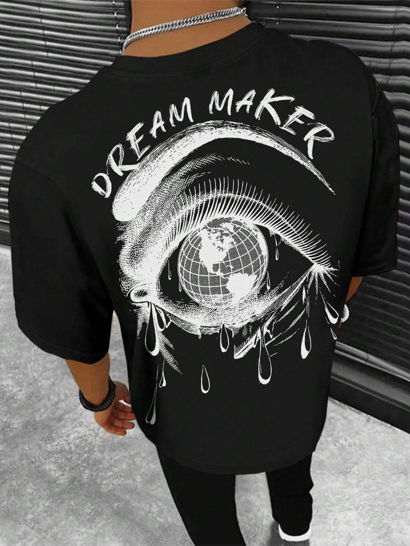 Men's Digital Print Eye T-Shirt - 2025 Spring Summer Trendy Short Sleeve Top (Black/White/Colorful)​_voghion.com