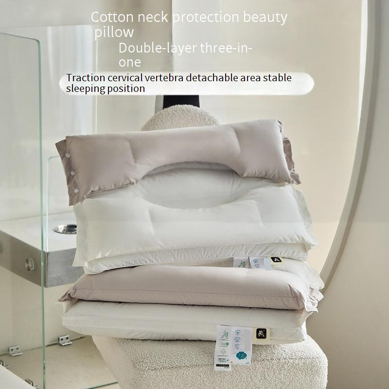 3-in-1-Nackenstützkissen aus Baumwolle – Doppellagiges Design für besseren Schlaf (40 x 60 cm, kein Druck auf Ohren/Wangen, hypoallergen, für Erwachsene und Seitenschläfer)​_voghion.com