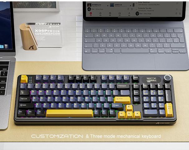 Attack Shark X98 Pro Wireless Mechanical Keyboard,Tri-Mode Custom Keyboard With Smart Display&Knob,Web Driver RGB Gaming Keyboard   _voghion.com