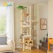 93-101 Zoll Holzboden bis zur Decke verstellbarer Kratzbaum Hoher Katzenturm, Beige_voghion.com