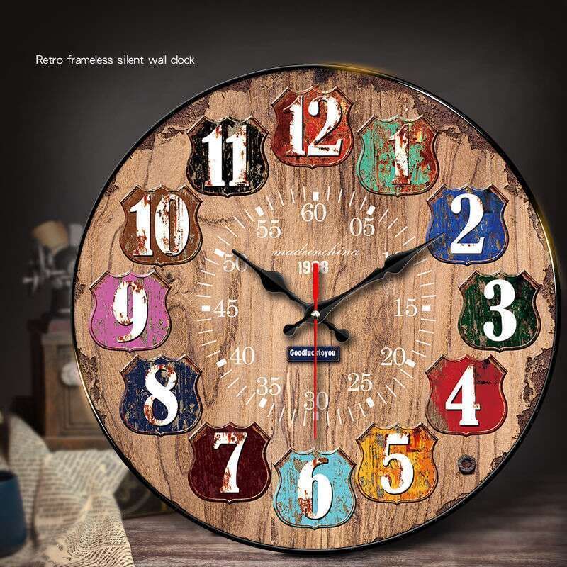 [Size Optional] Wall With American Decorative Wall, Silent Living Room, Artistic And Creative Quartz Clock, New Wall_voghion.com