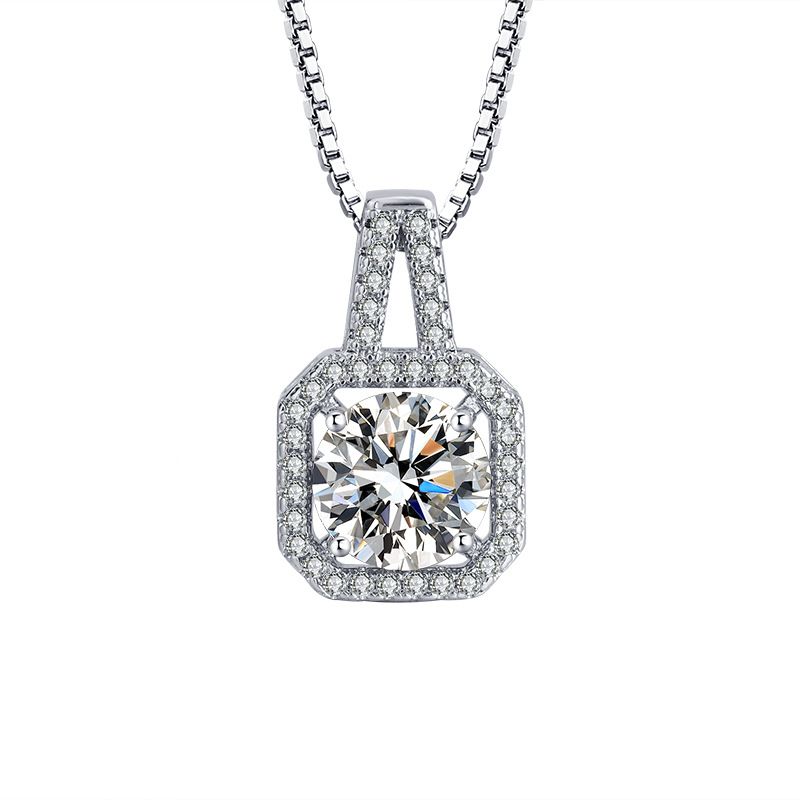 Leichter Luxus-Ring, Ohrringe, Halskette, Schmuck, trendiges Damen-Zirkon-Volldiamant-Quadrat-Taschen-Dreiteiler-Set_voghion.com