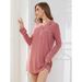 Long sleeved for women, simple and casual women's wear, long style home pajamas_voghion.com