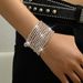 Bracciale da donna con catena elastica a griffe, zirconi e strass, tempestato di diamanti e diamanti colorati (10 pezzi)_voghion.com