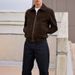 Men's Casual Suede & Shearling Trim Jacket - Slim Fit Winter Coat With Vintage Style For Urban Fashion_voghion.com