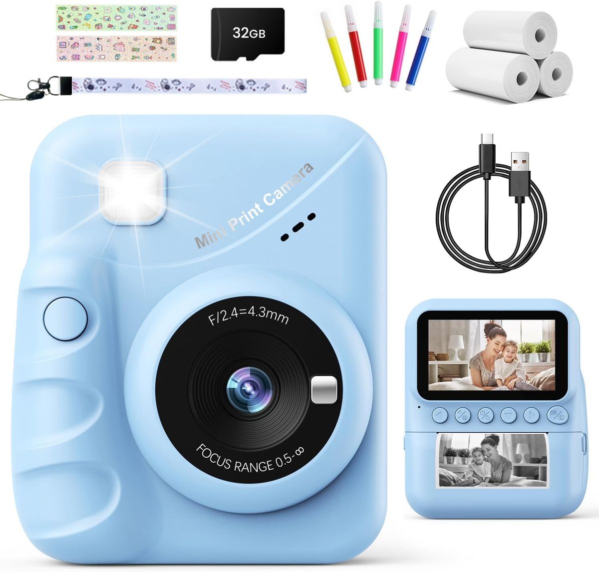 Appareil photo instantané pour enfants TIATUA, écran HD 3,0 pouces, appareil photo instantané 48 MP pour enfants et_voghion.com