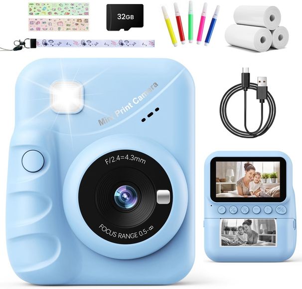 Appareil photo instantané pour enfants TIATUA, écran HD 3,0 pouces, appareil photo instantané 48 MP pour enfants et_voghion.com
