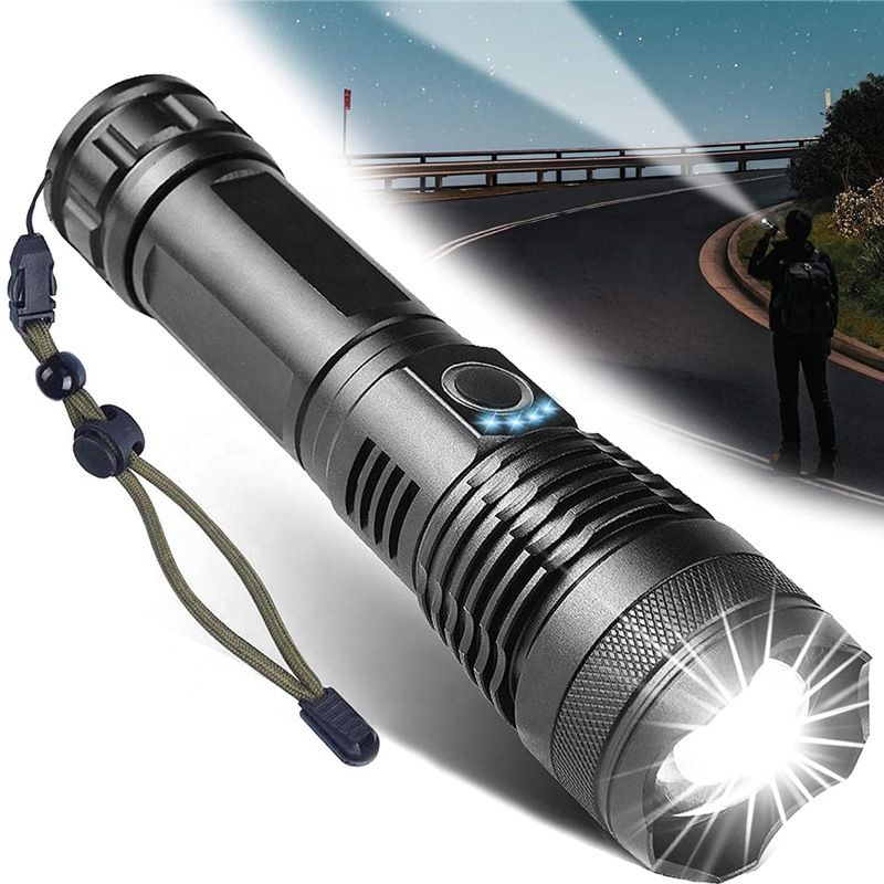 Aluminum Alloy P70 Telescopic Strong Light Battery Display Rechargeable P50 Outdoor Small Portable Flashlight_voghion.com
