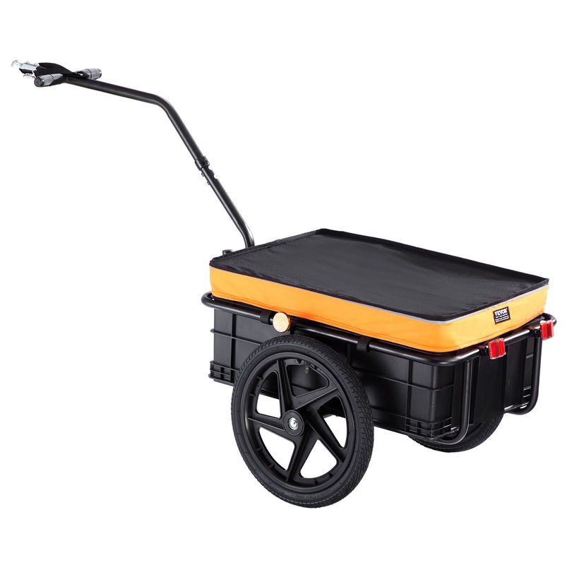 VEVOR Bike Cargo Trailer, 88 Lbs Load Capacity, Heavy-Duty Bicycle Wagon Cart, Foldable Compact Storage With Universal Hitch, Waterproof Cover, 16" Wheels, Safe Reflectors, Fits 24"-28" Bike Wheels_voghion.com