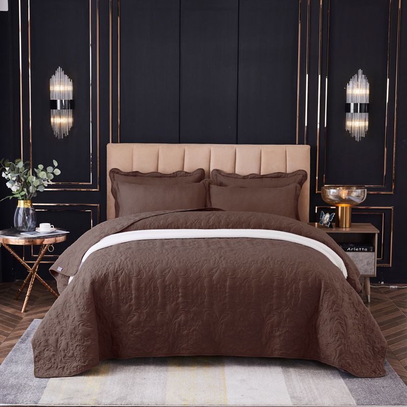 Set copriletto trapuntato in cotone lavato di alta qualità - Collezione di biancheria da letto reversibile e lavabile in lavatrice, 3 pezzi_voghion.com