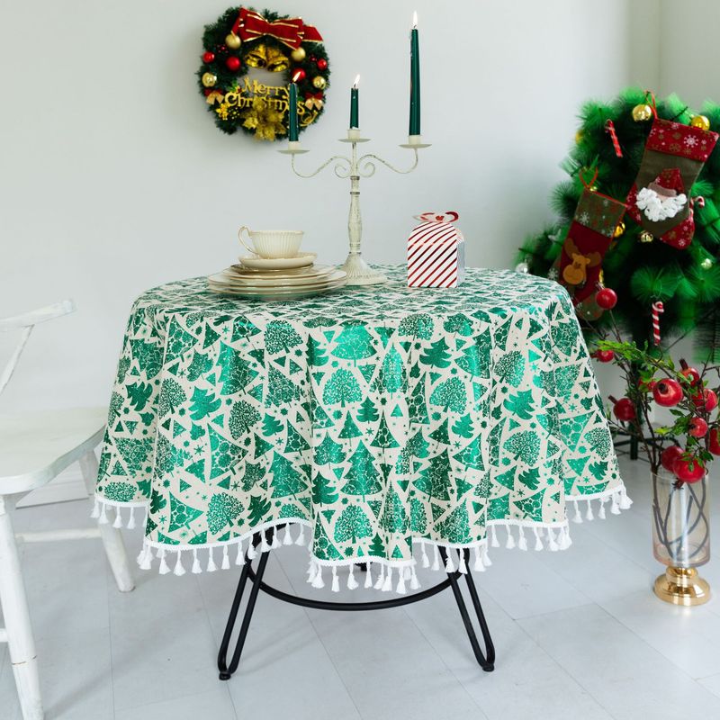 Tela de algodón y cáñamo europea y americana, arte ligero, lujo, nuevo mantel redondo, decoración navideña, mantel, mantel de té_voghion.com