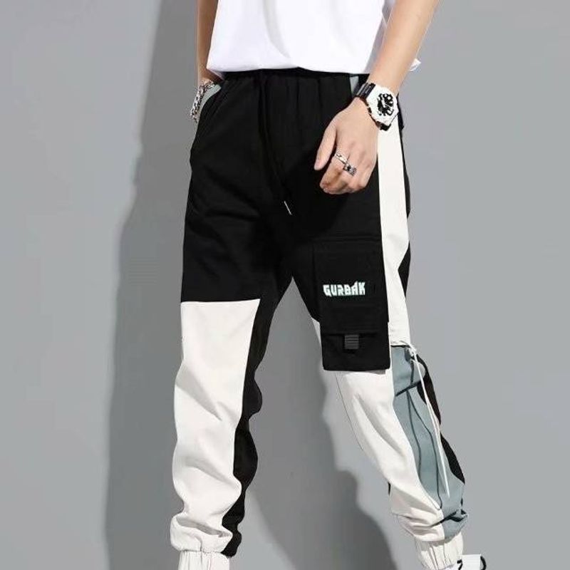 Teenage Clothing Ribbon Overalls Functional Super Hip-Hop Trendy Brand Leggings Loose Cargo Student Pants_voghion.com