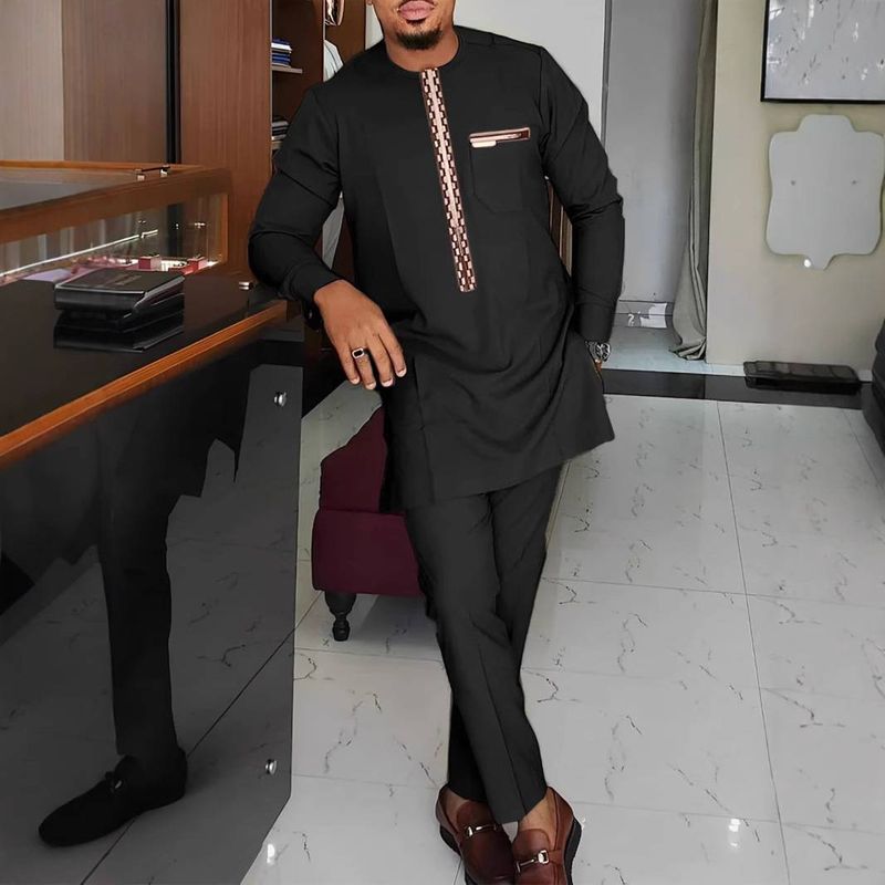 Men's Clothing Men's Black Trend Fashion Suit_voghion.com