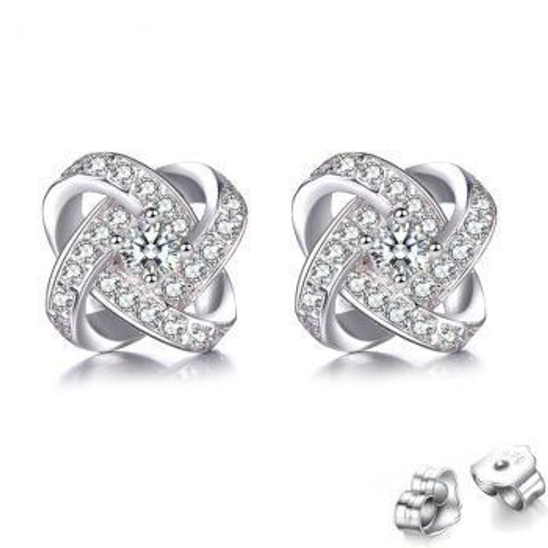 S925 Sterling Sëlwer Anti-Allergiker Ouerréng Véierblieder Kleeblatt Sëlwer Ouerréng Fraen Ouerréng Einfach_voghion.com