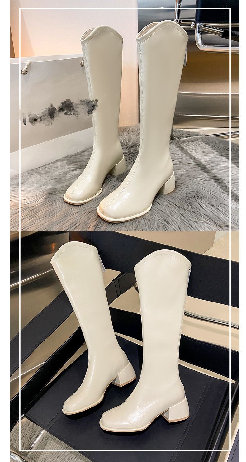 The Pure Autumn New Style Of Square-toed, Thick-heeled, High-heeled, Fashionable And Versatile Skinny High Boots_voghion.com