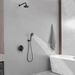 Single-Handle 1-Spray Round Rain Shower Faucet Combo Set With Dual Function Pressure Balance Valve In Matte Black_voghion.com