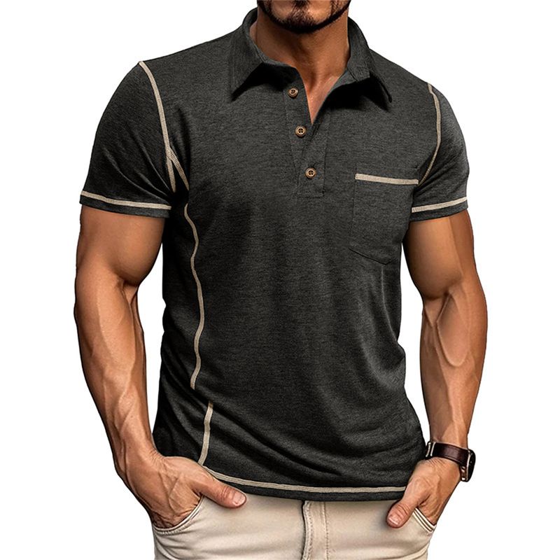 Herrenbekleidung Kurzarm Revers Einfarbig Lässiges Herren Poloshirt_voghion.com
