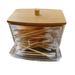 Boîte de rangement transparente en bambou pour cotons-tiges, démaquillants, anti-poussière, style européen, pour la maison_voghion.com