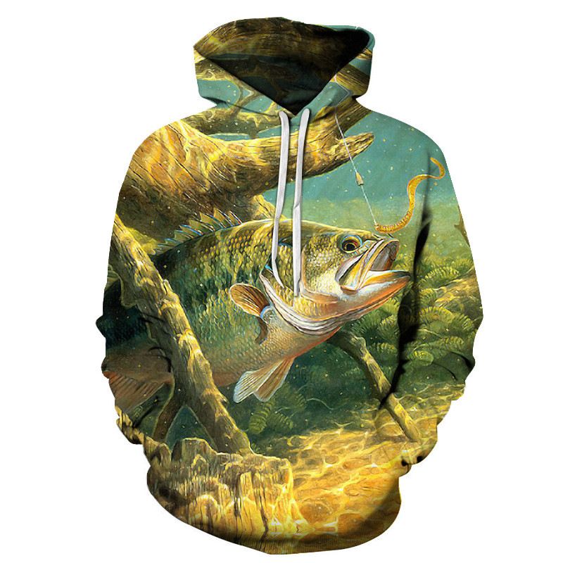 New For Men With 3D Digital Print Fish Pattern, Casual Unisex Hooded Sweatshirt_voghion.com