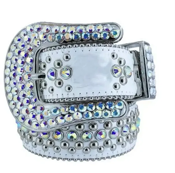 Designer Bb Simon Fashion trends Belt for Men Women Shiny diamond Black Blue white multicolour with bling rhinestones_voghion.com