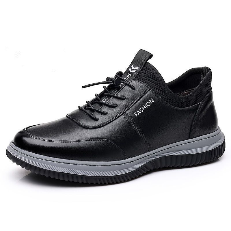 Autumn New Breathable PU Business Leather Lace Up Round Head Casual Soft Sole Men's Sports Shoes_voghion.com
