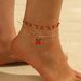 Set di ciliegie di alta qualità per donna, alla moda estiva, con cavigliera in smalto rosso fresco_voghion.com