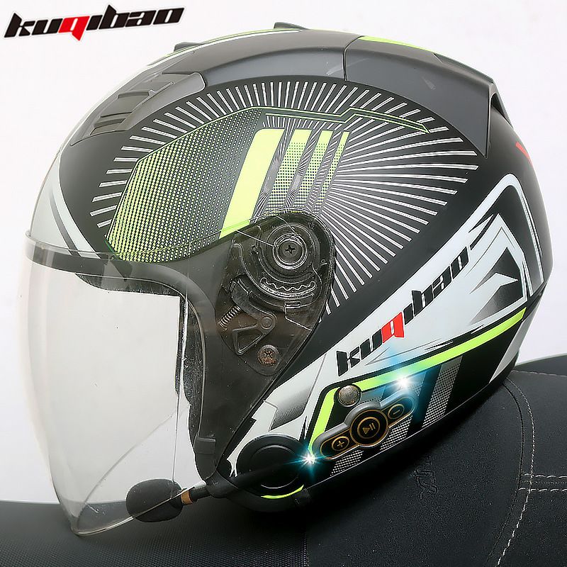 Smart Bluetooth Motorcycle Half Helmet With Long Battery Life, Hands-Free Calling & Music, 3C/DOT Certified, Unisex, Multiple Color Options_voghion.com
