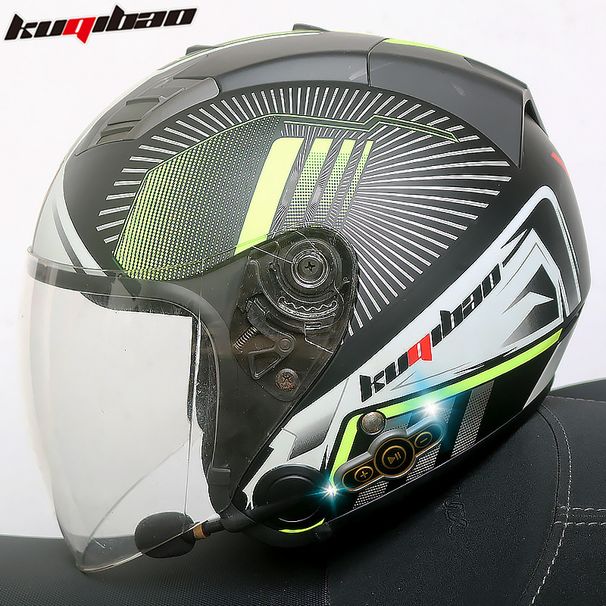 Smart Bluetooth Motorcycle Half Helmet With Long Battery Life, Hands-Free Calling & Music, 3C/DOT Certified, Unisex, Multiple Color Options_voghion.com